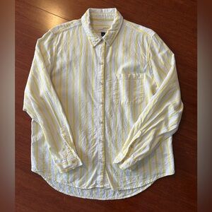 Universal Thread Yellow and White Striped Linen Shirt